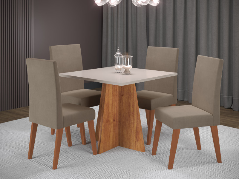 Viero Móveis SALA ITALIA COM 4 CAD FLORENÇA MEL_BLONDE_LINHO KAKI