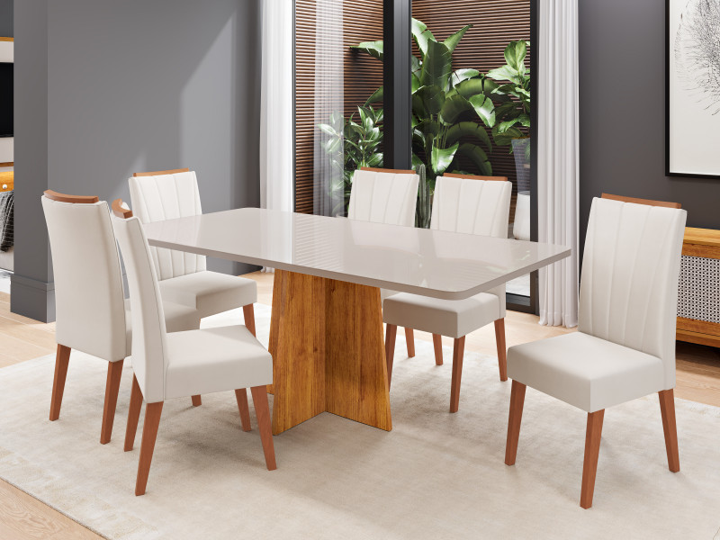 Viero Móveis Los Angeles 1,60x80 com 6 cad Safira Mel_Off white_Veludo Marfim