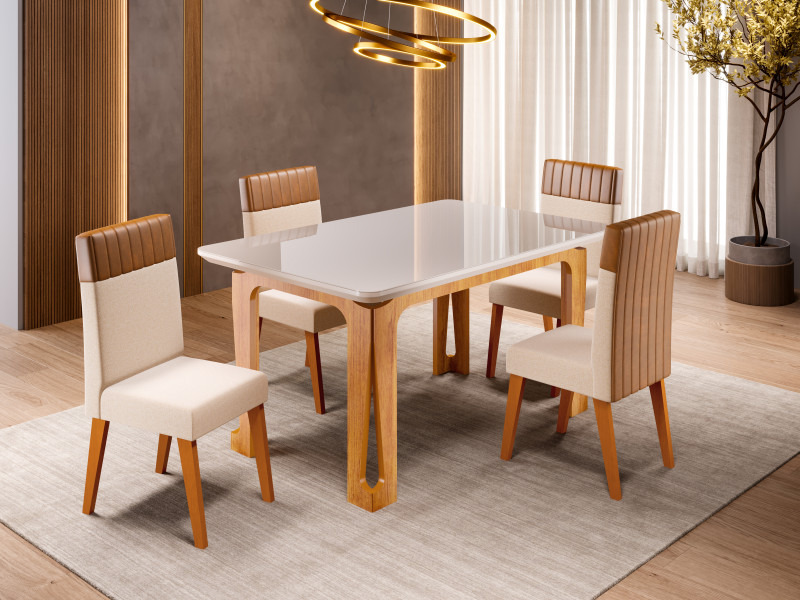 Viero Móveis Mesa Natuzzi 1,60x90_Mel_Off_6 Cad Monaco_Linho Bronze